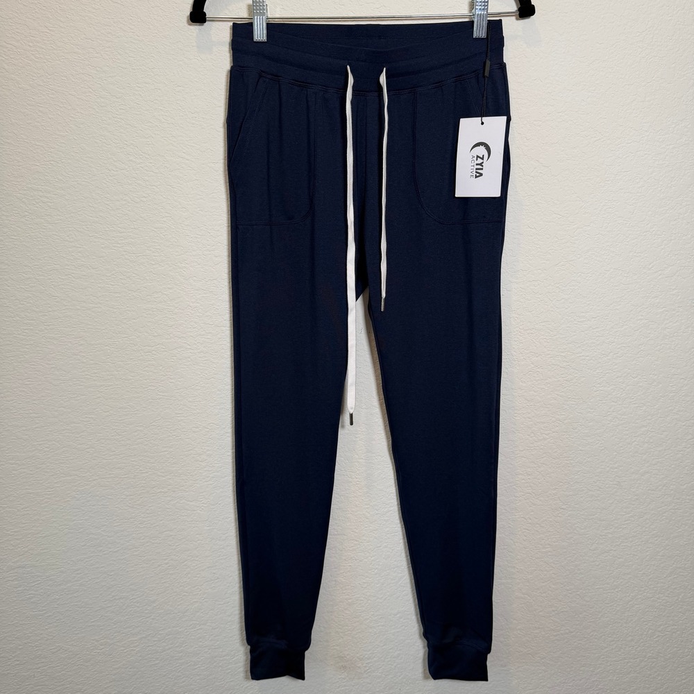 Zyia Active Navy Cozy Jogger XS Heathered Blue Drawstring Sweatpants 297XS NEW